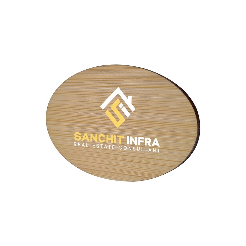 Badge Bamboo Oval 50 x 74 mm, Magnet, Print in full color